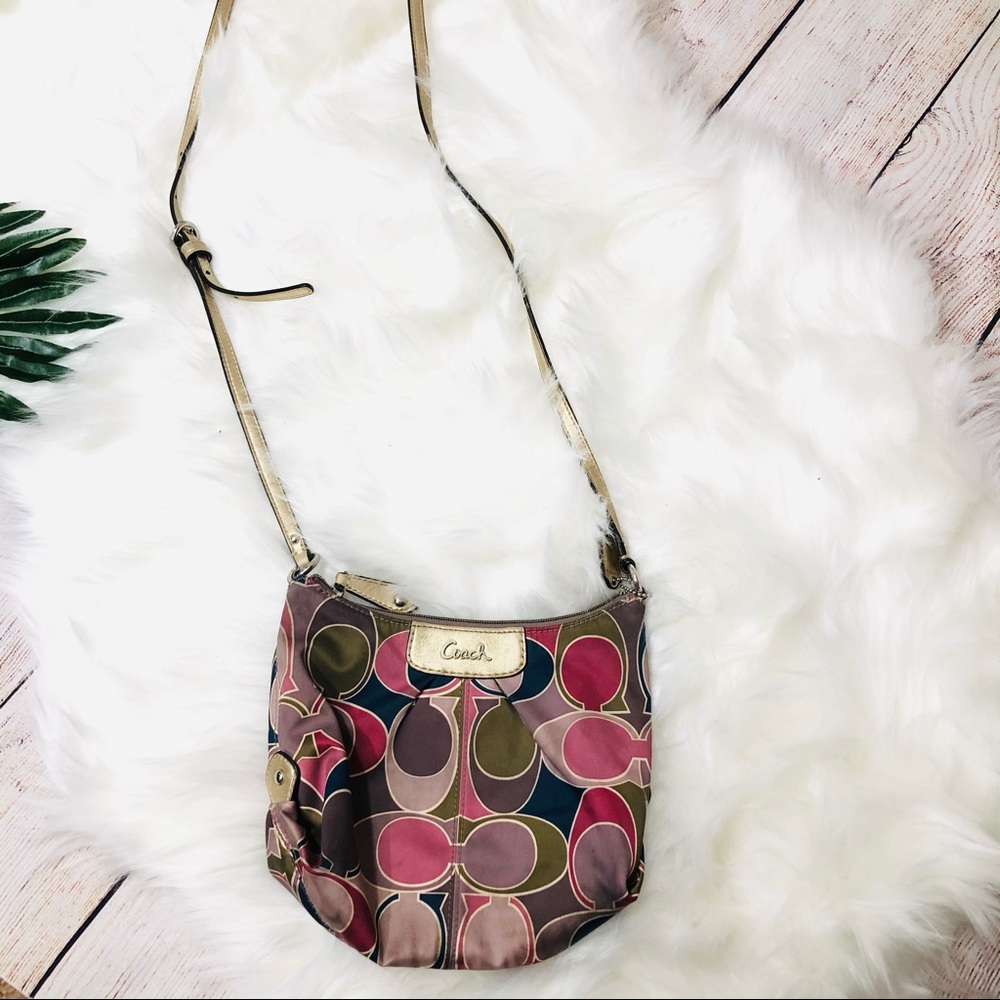 Coach crossbody bag pink green blue small